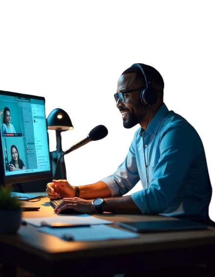 plataforma ead para cursos e treinamentos online homem ensinando alunos remotamente