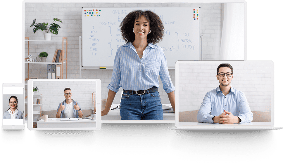 plataforma ead para cursos e treinamentos online professores realizando aula ao vivo em aplicativos para android os e smart tv